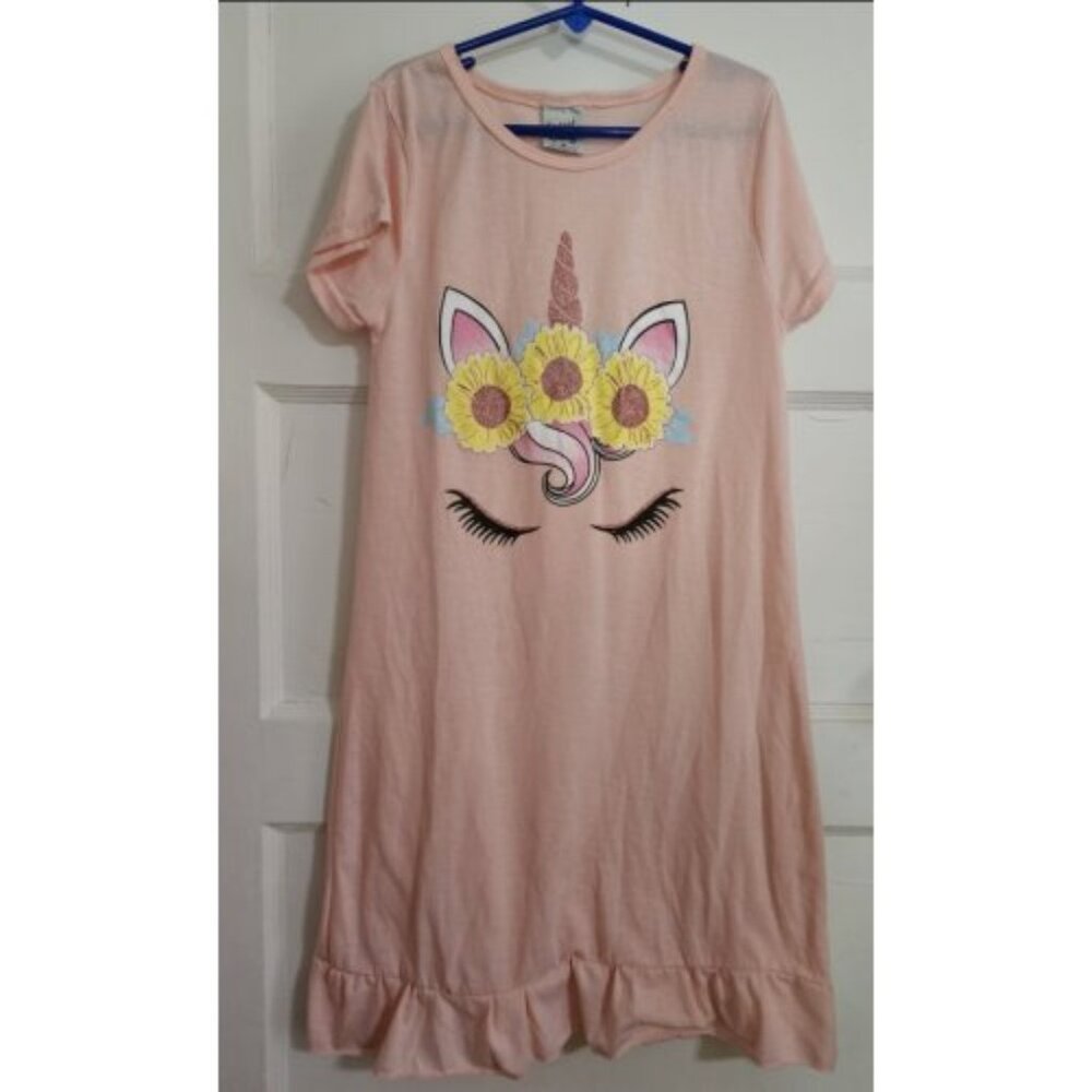 * SWEET N SASSY Pink Short Sleeved Unicorn Nightgown Girls Size 14